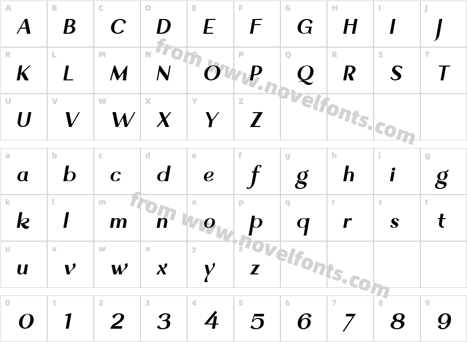 Quantum Mystique Black ItalicCharacter Map