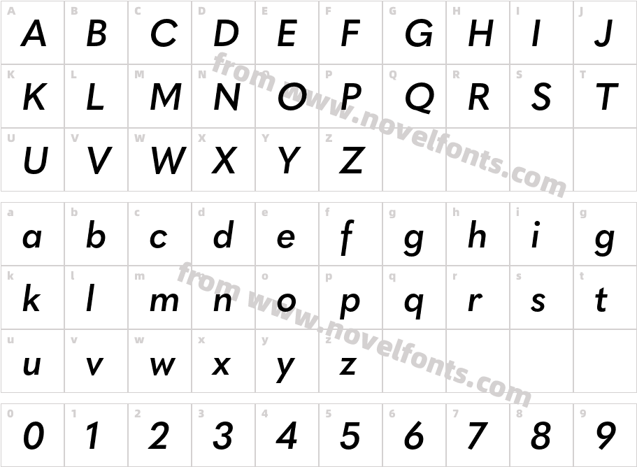 Quasimoda Semibold ItalicCharacter Map
