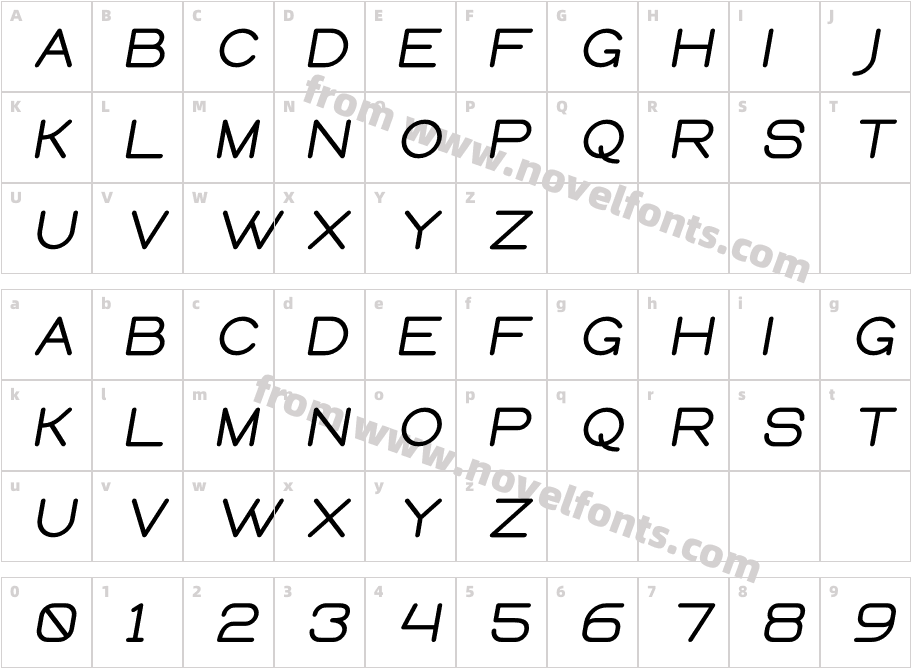 Queental Bold ItalicCharacter Map