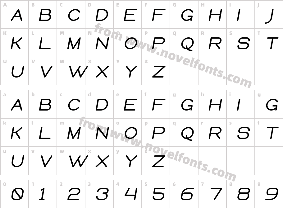 Queental Bold ItalicCharacter Map