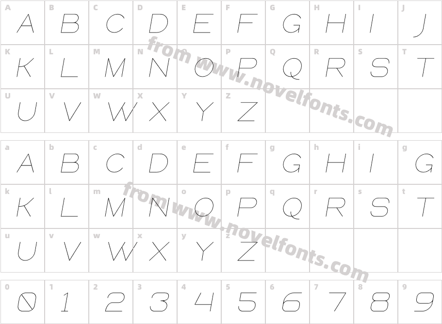 Queental Light ItalicCharacter Map