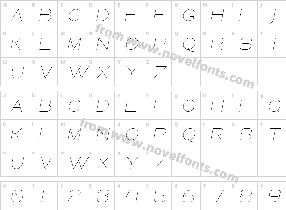 Queental Light ItalicCharacter Map
