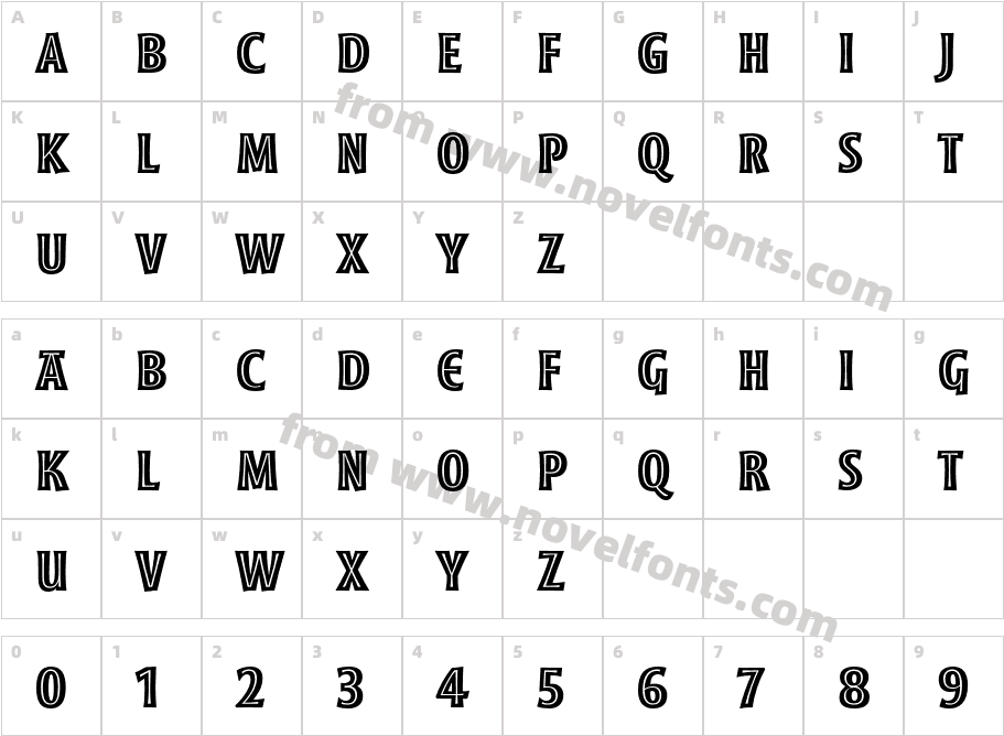 Moonglow-BoldCondCharacter Map