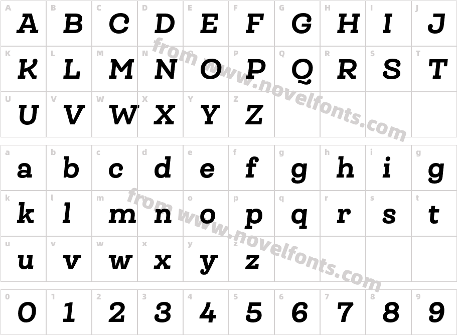 Queulat Alt Black ItalicCharacter Map