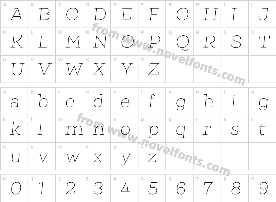 Queulat Alt Thin ItalicCharacter Map