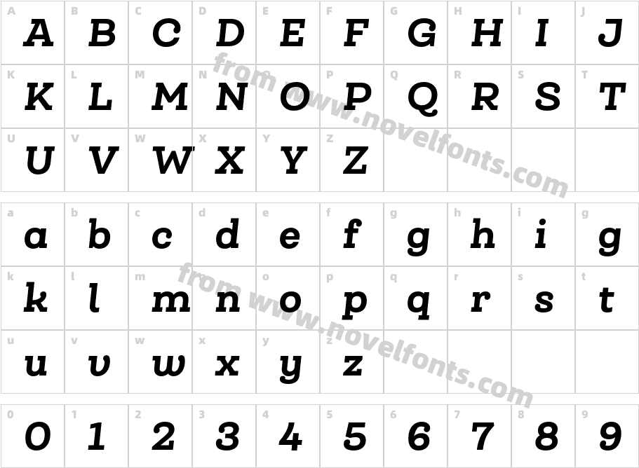 Queulat Black ItalicCharacter Map