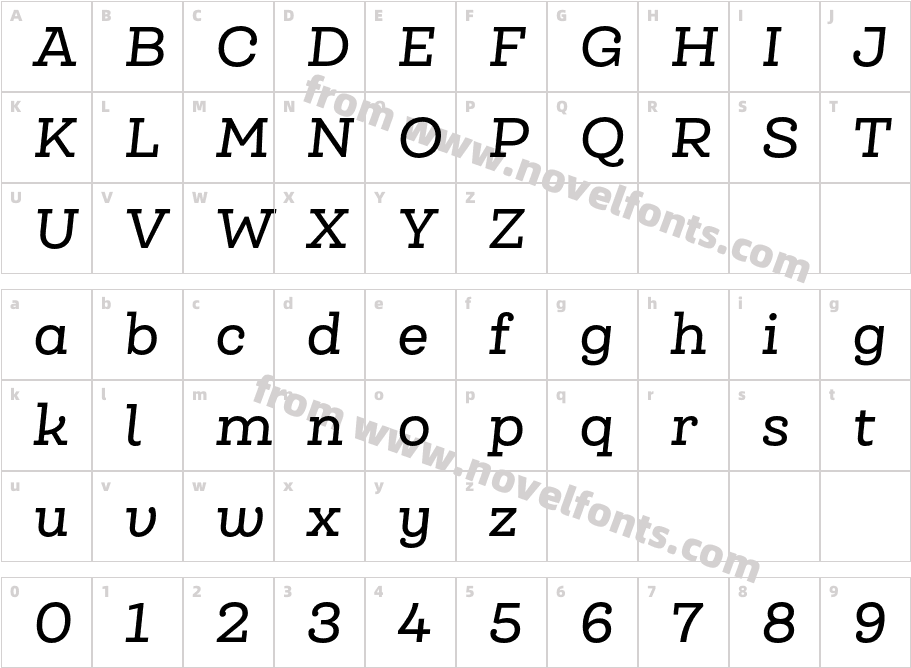 Queulat Medium ItalicCharacter Map