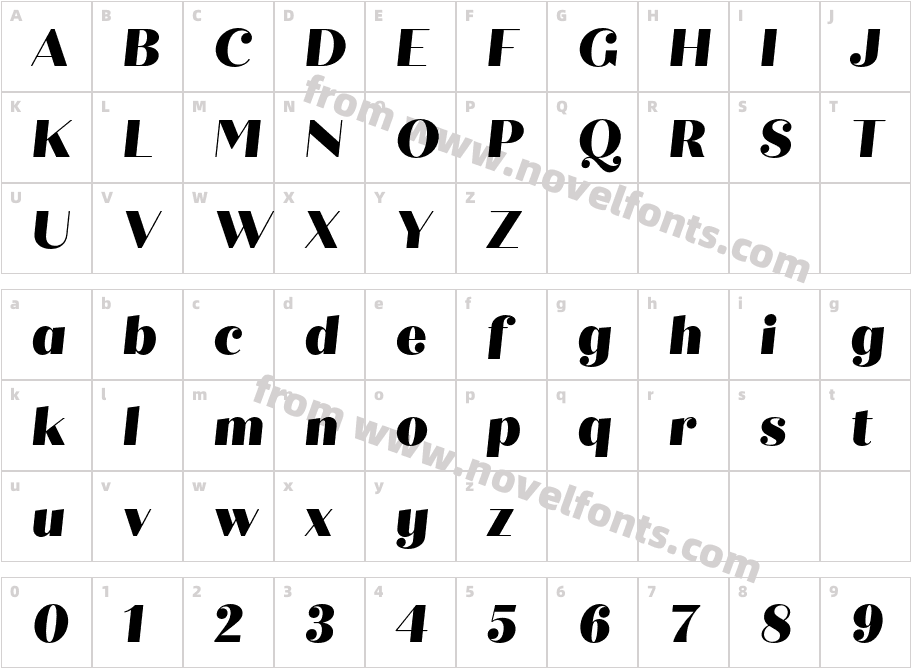 Quiche Display Black ItalicCharacter Map