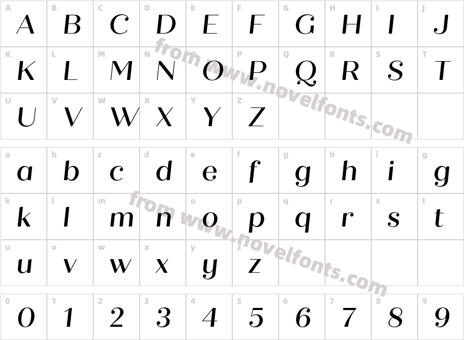 Quiche Display Medium ItalicCharacter Map