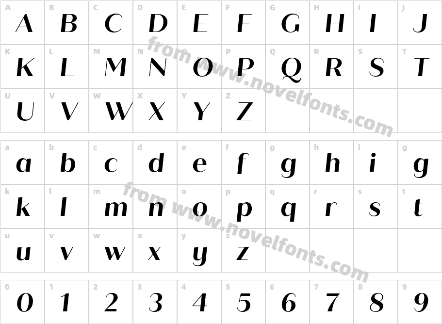 Quiche Sans Bold ItalicCharacter Map