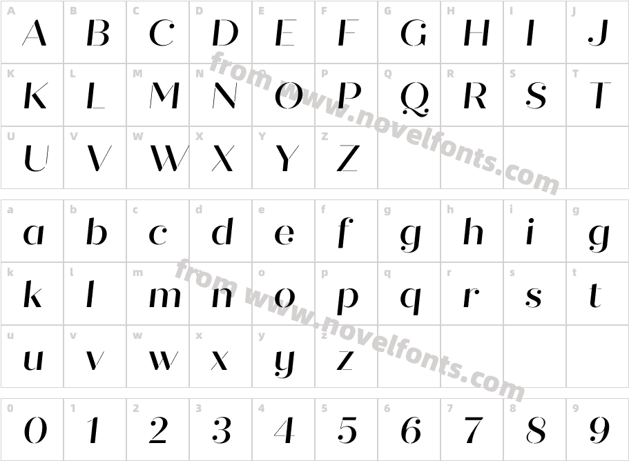 Quiche Stencil Medium ItalicCharacter Map