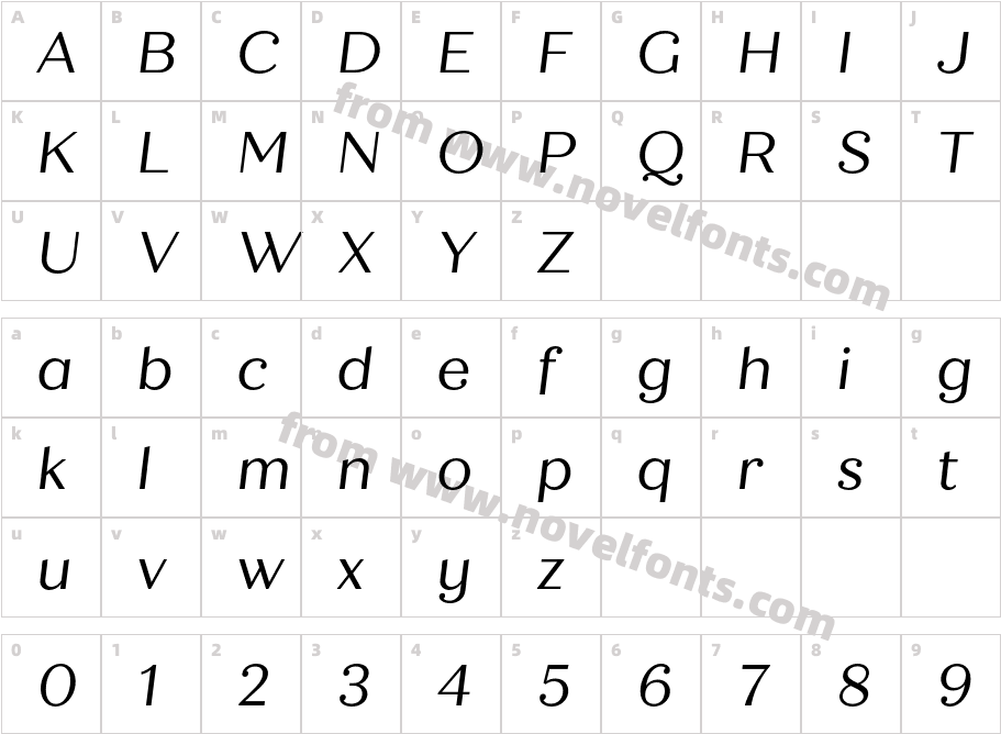 Quiche Text ItalicCharacter Map