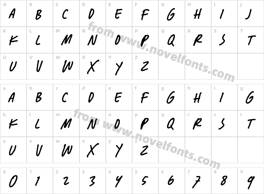Quick Writers RegularCharacter Map