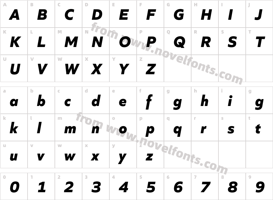 Quiet Sans Extra Bold ItalicCharacter Map