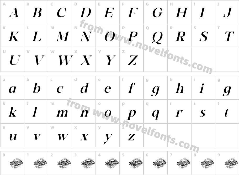 Quilge DEMO VERSION ItalicCharacter Map