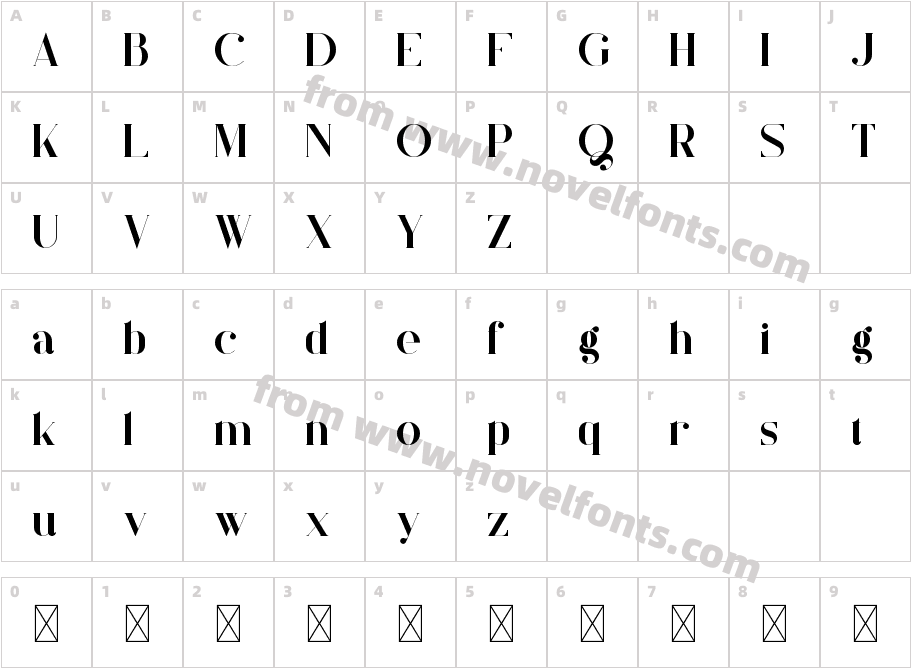 Quilin RegularCharacter Map