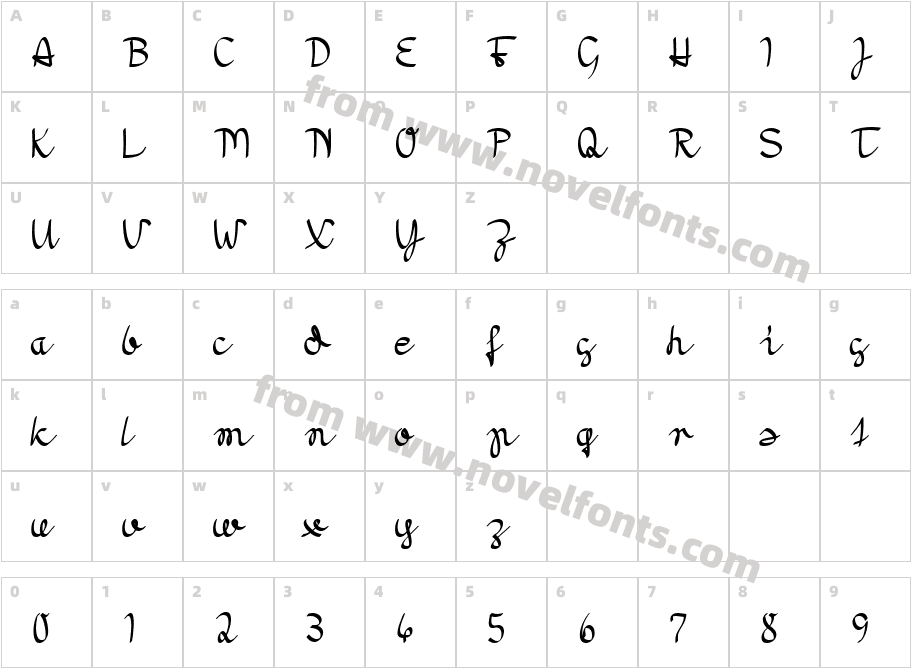 Morado NibCharacter Map