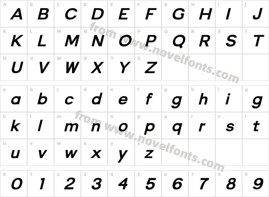 Quinn Extra Bold ItalicCharacter Map