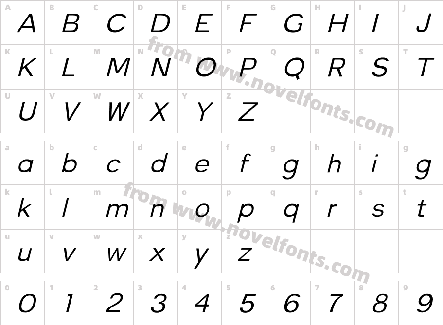 Quinn Light ItalicCharacter Map