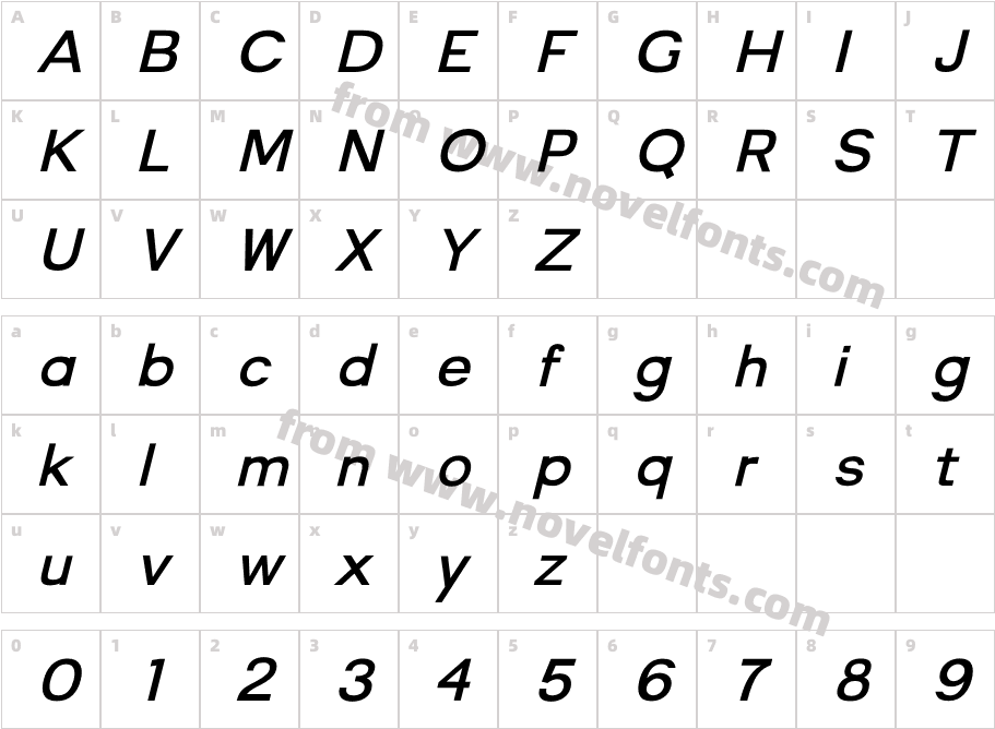 Quinn Semibold ItalicCharacter Map
