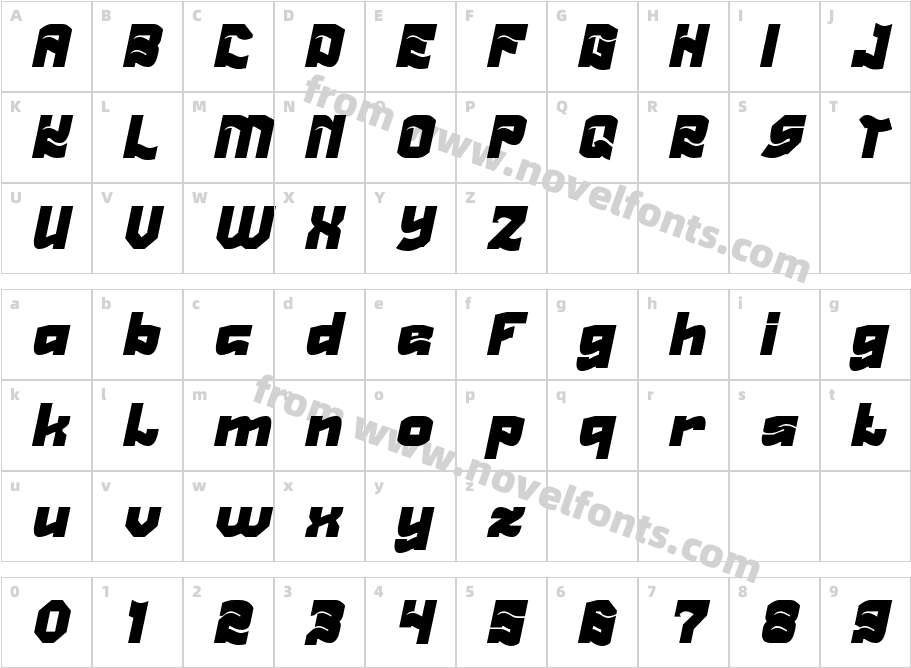Quirky Style Bold ItalicCharacter Map