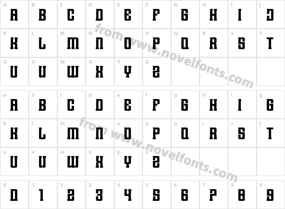 RASBOHFONT RegularCharacter Map