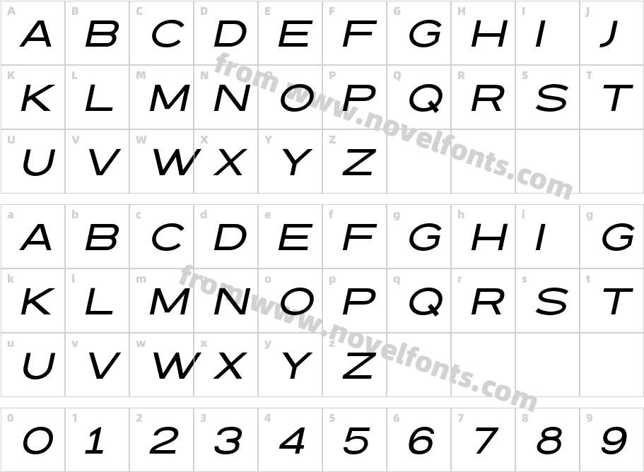 REBELTON ITALIC ExtendedCharacter Map