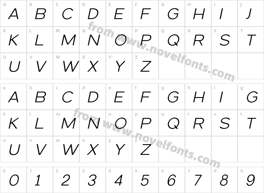 REBELTON ITALIC NormalCharacter Map