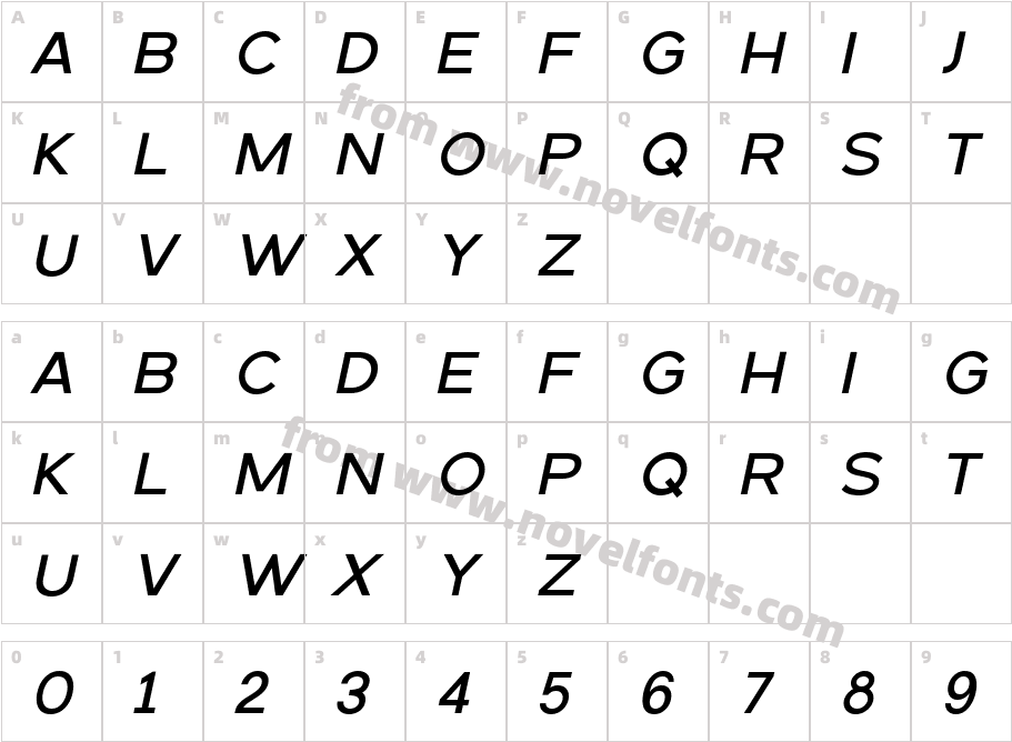 REBELTON ITALIC RegularCharacter Map