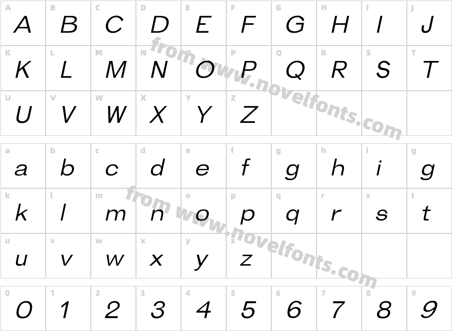 REMAR Book italicCharacter Map