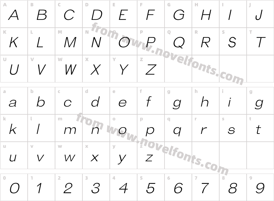 REMAR Light italicCharacter Map