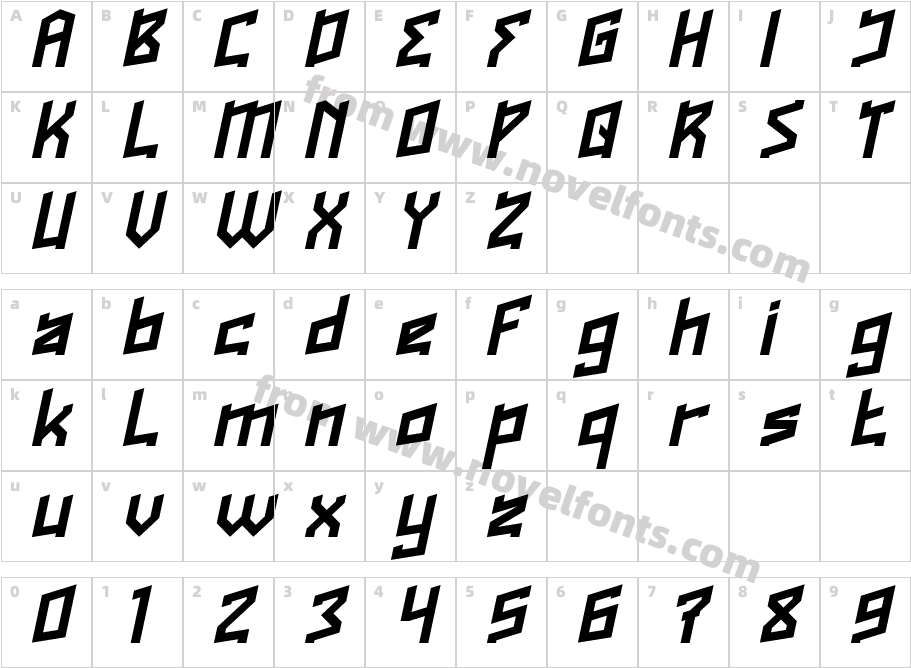 ROCK ALTERNATIVE Bold ItalicCharacter Map