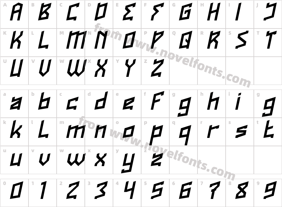ROCK ALTERNATIVE ItalicCharacter Map