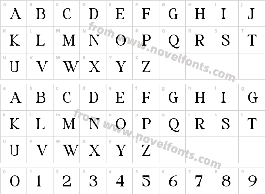 ROMANS RegularCharacter Map