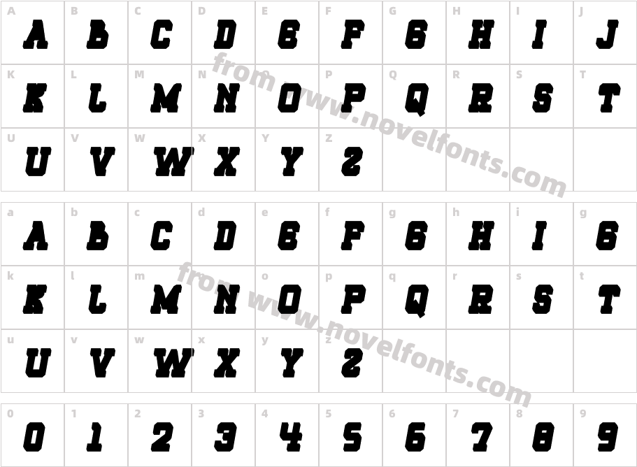 ROQUERO Bold Extrude ItalicCharacter Map
