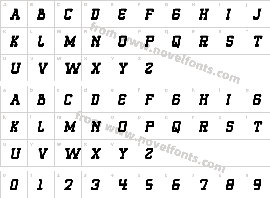 ROQUERO ItalicCharacter Map