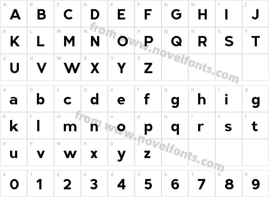 Radian BoldCharacter Map
