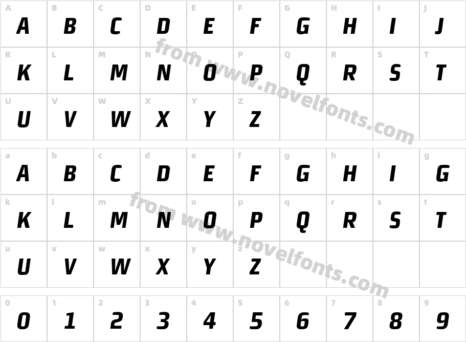 MorganSansCond-BoldItalicCapsCharacter Map