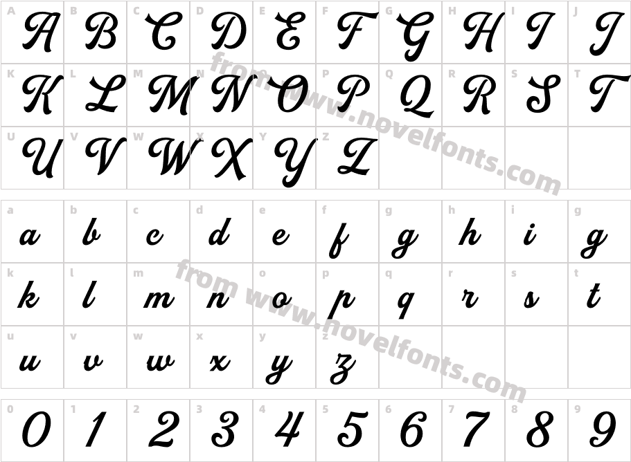 Rallington Script RegularCharacter Map