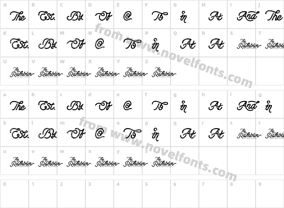 Ramblin Special CharacterCharacter Map