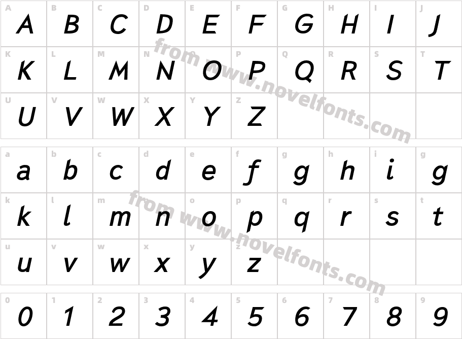 Ramen Sans Demi Bold ItalicCharacter Map