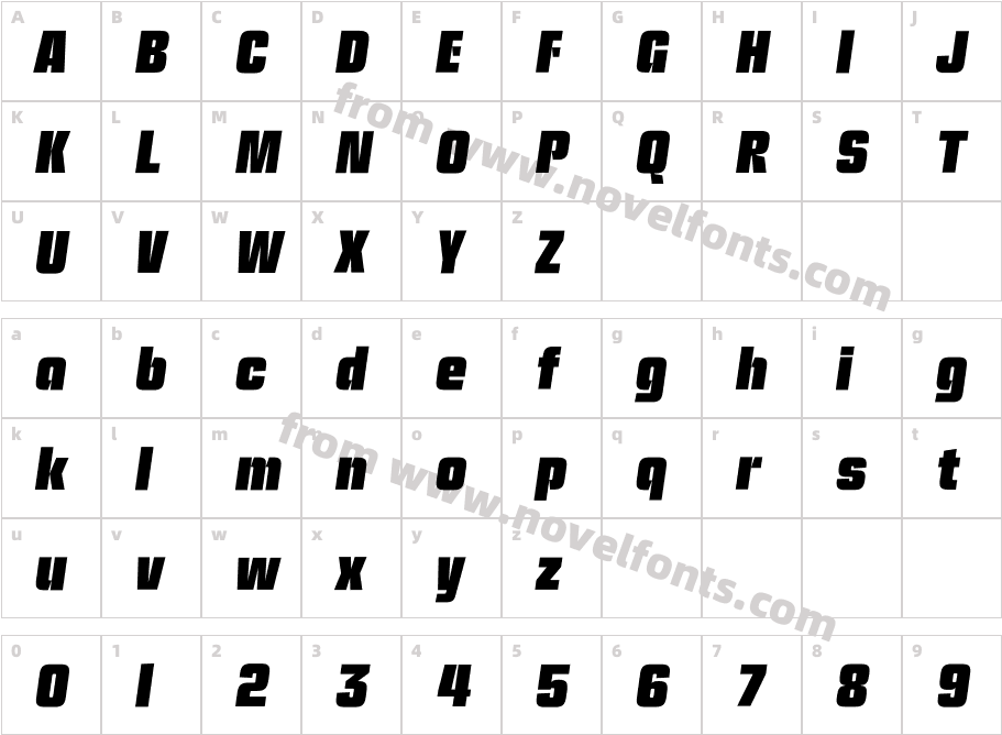 Ramsey Test Black Condensed ItalicCharacter Map