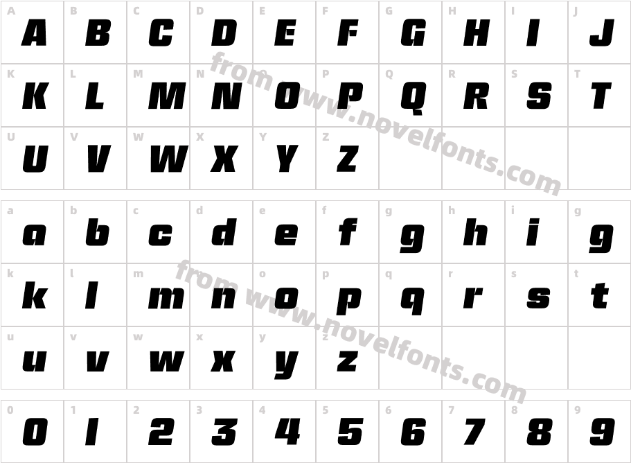 Ramsey Test Black Extended ItalicCharacter Map