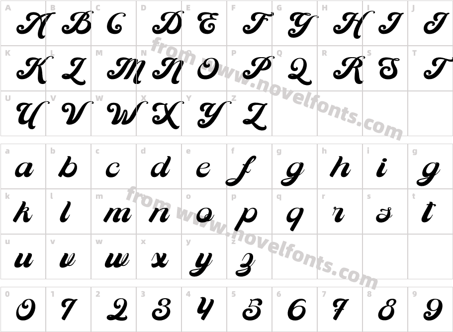 Ranelia RegularCharacter Map