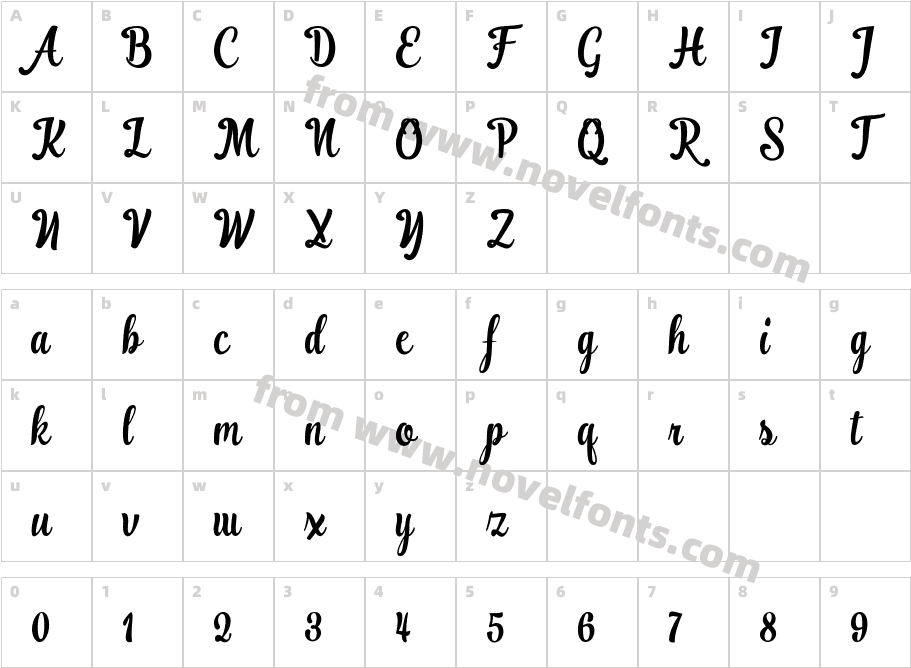 Ranykinaya ScriptCharacter Map