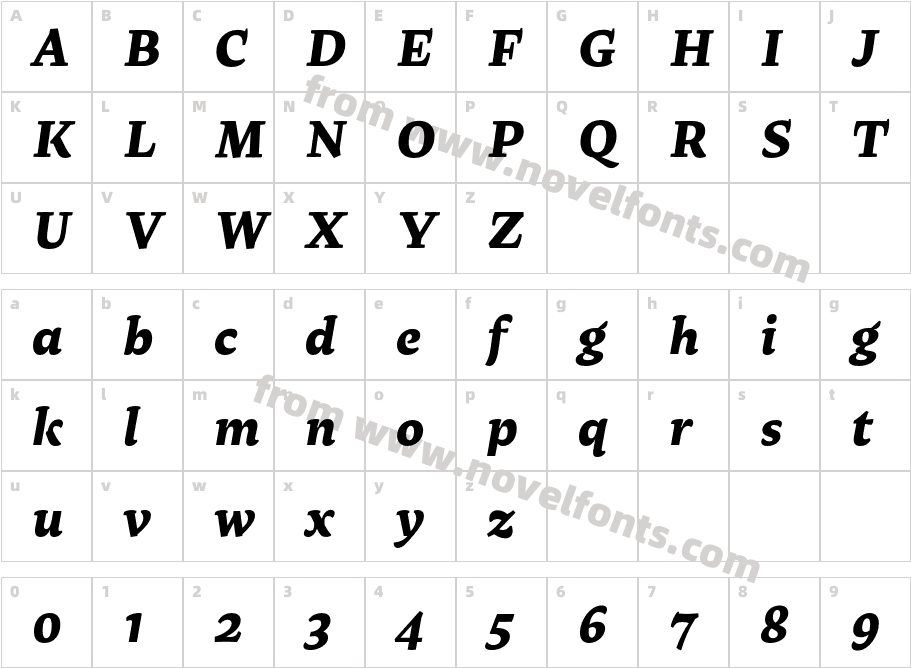 Raritas Ultra Bold ItalicCharacter Map