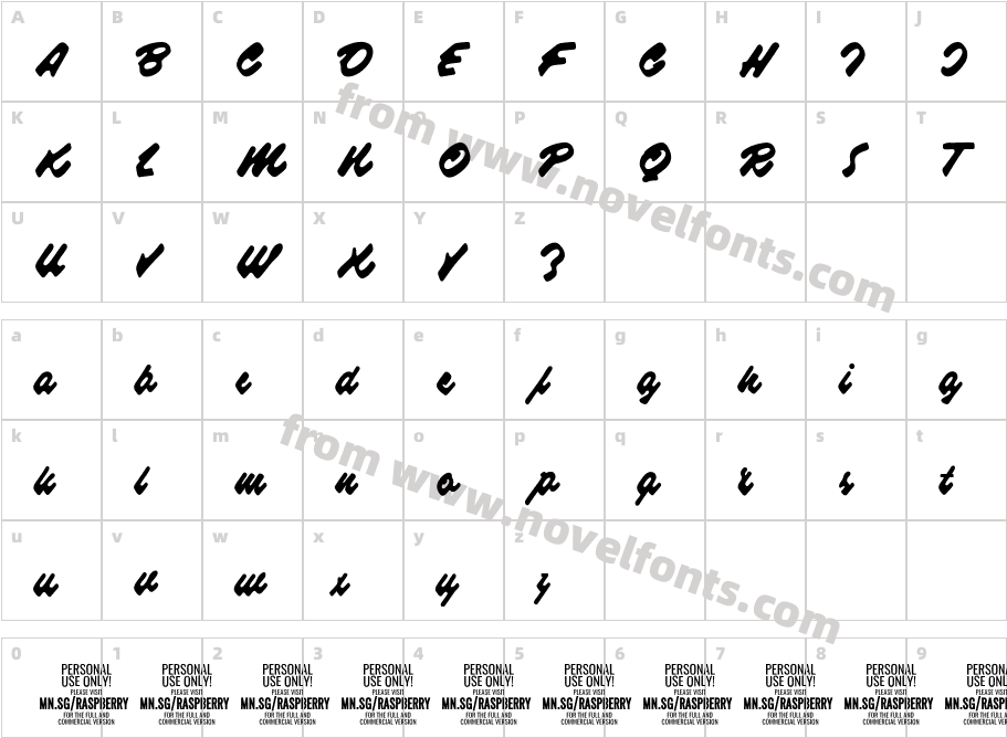 Raspberry Script PERSONAL USECharacter Map