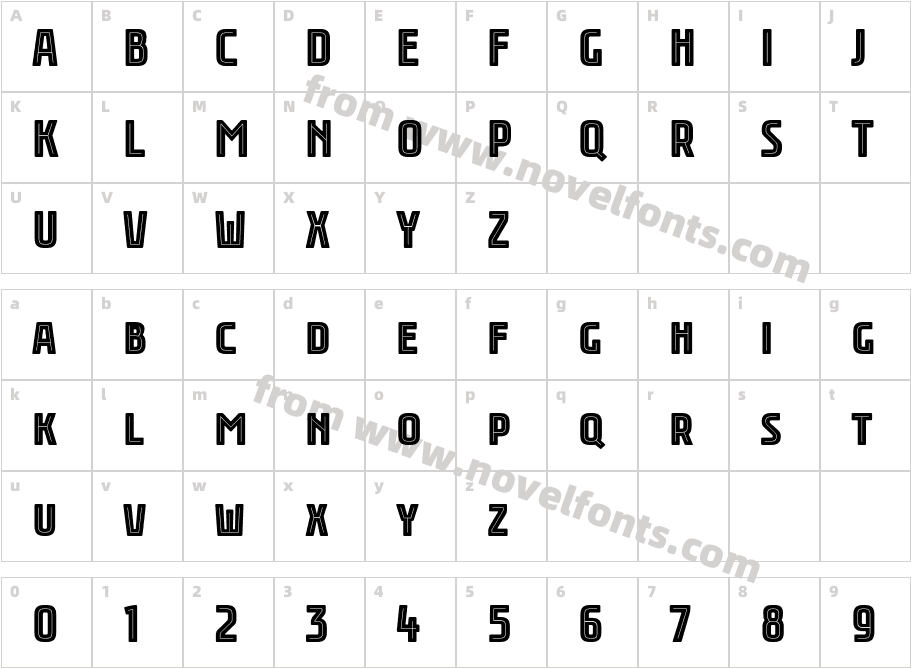 Rawer Condensed InlineCharacter Map