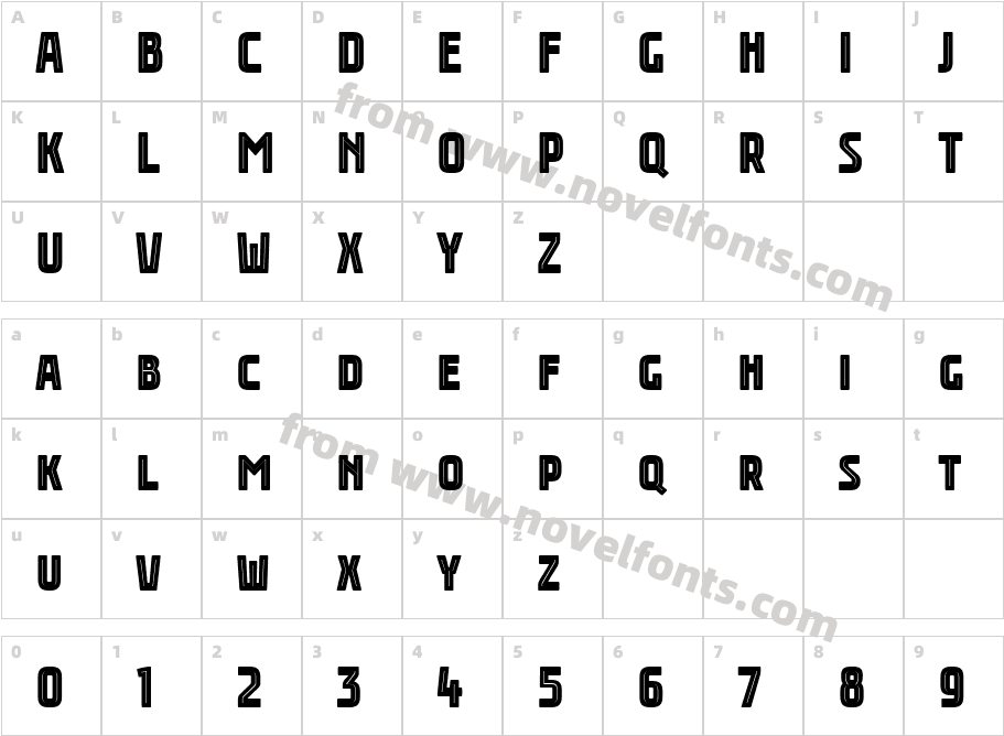 Rawer Condensed InlineCharacter Map