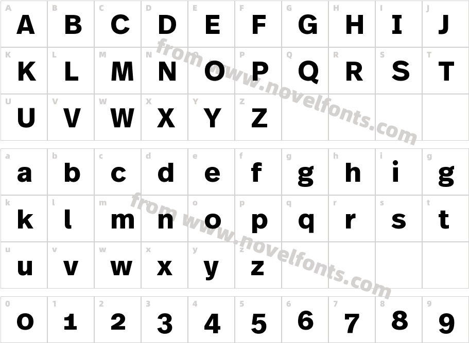 Real Text W03 BoldCharacter Map